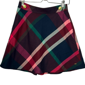 Red and Blue Mini Skirt for Work